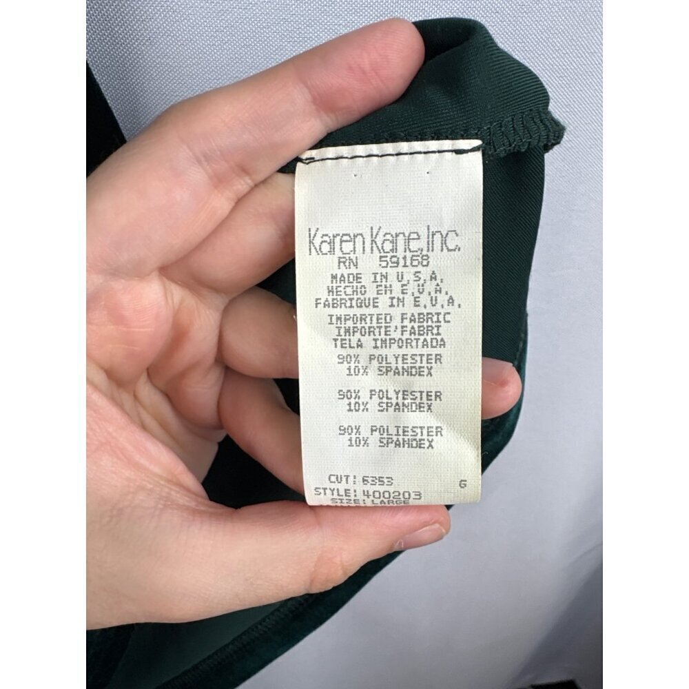 Women’s Karen Kane Large Emerald Green Velvet Short Sleeve Blouse - Picture 4 of 5